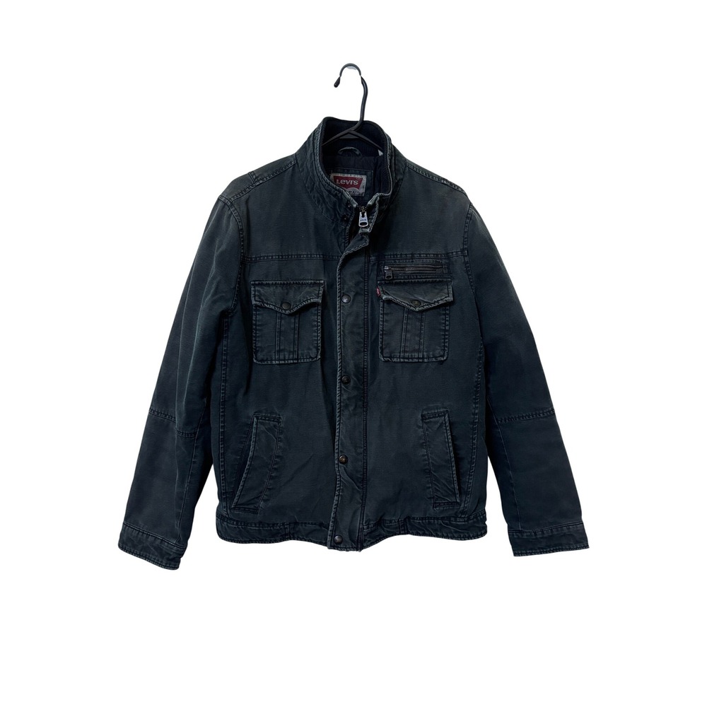 Levis Mens Faded Black Cotton Quilted Field Jacket Coat Medium RN54163